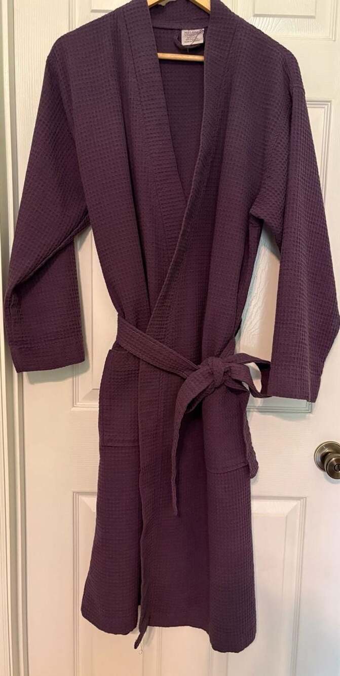 Fair condition, Melsimo Towel Selections Purple Waffle Kimono Bathrobe M/L